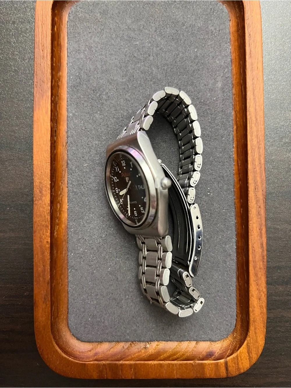 Pulsar Silver tone Stainless Steel Watch with Black Dial